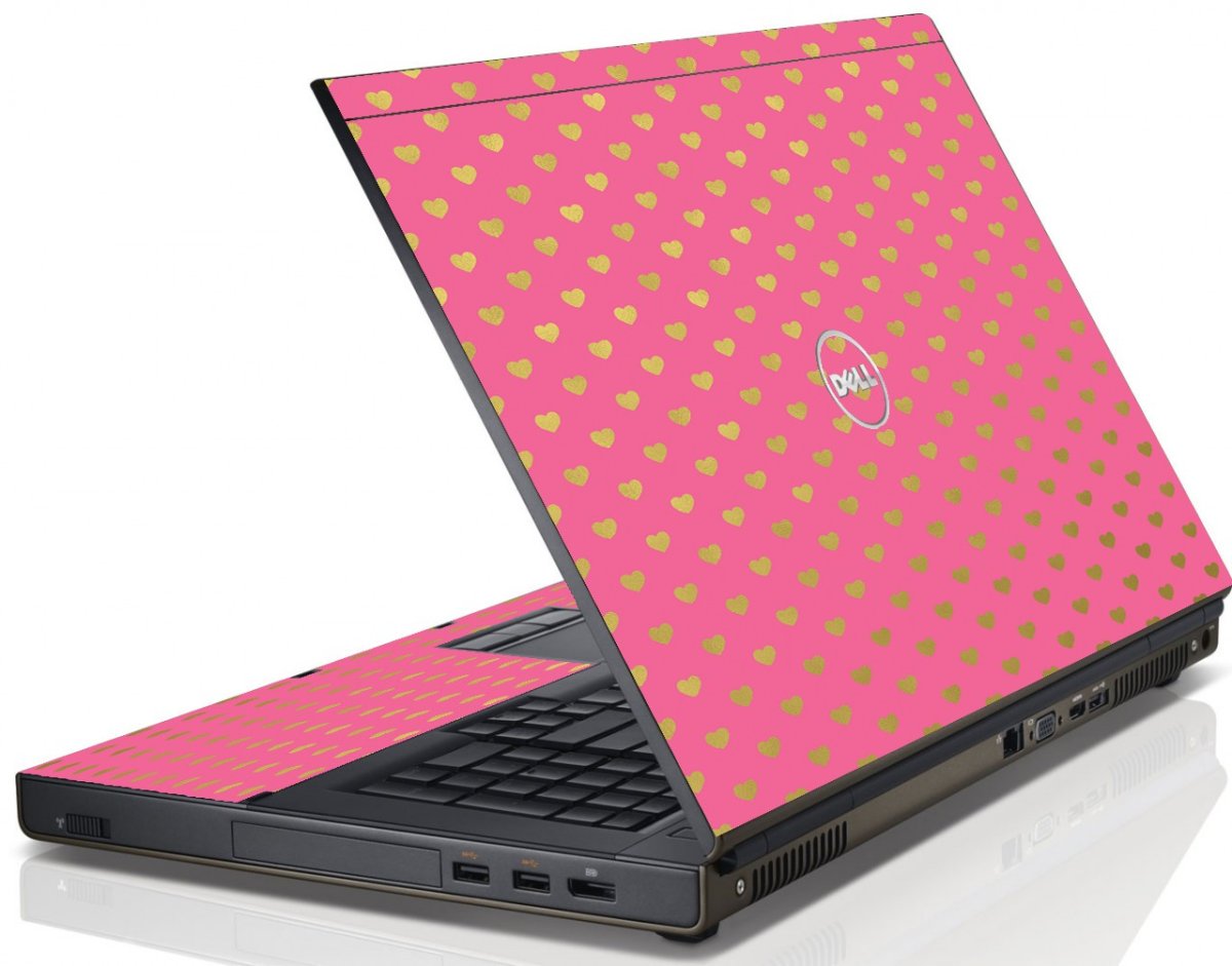 Pink With Gold Hearts Dell M6600 Laptop Skin