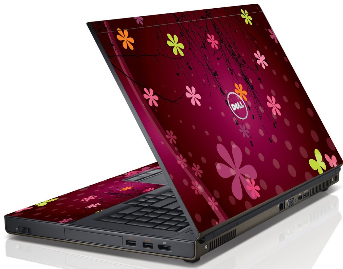 Retro Pink Flowers Dell M6600 Laptop Skin