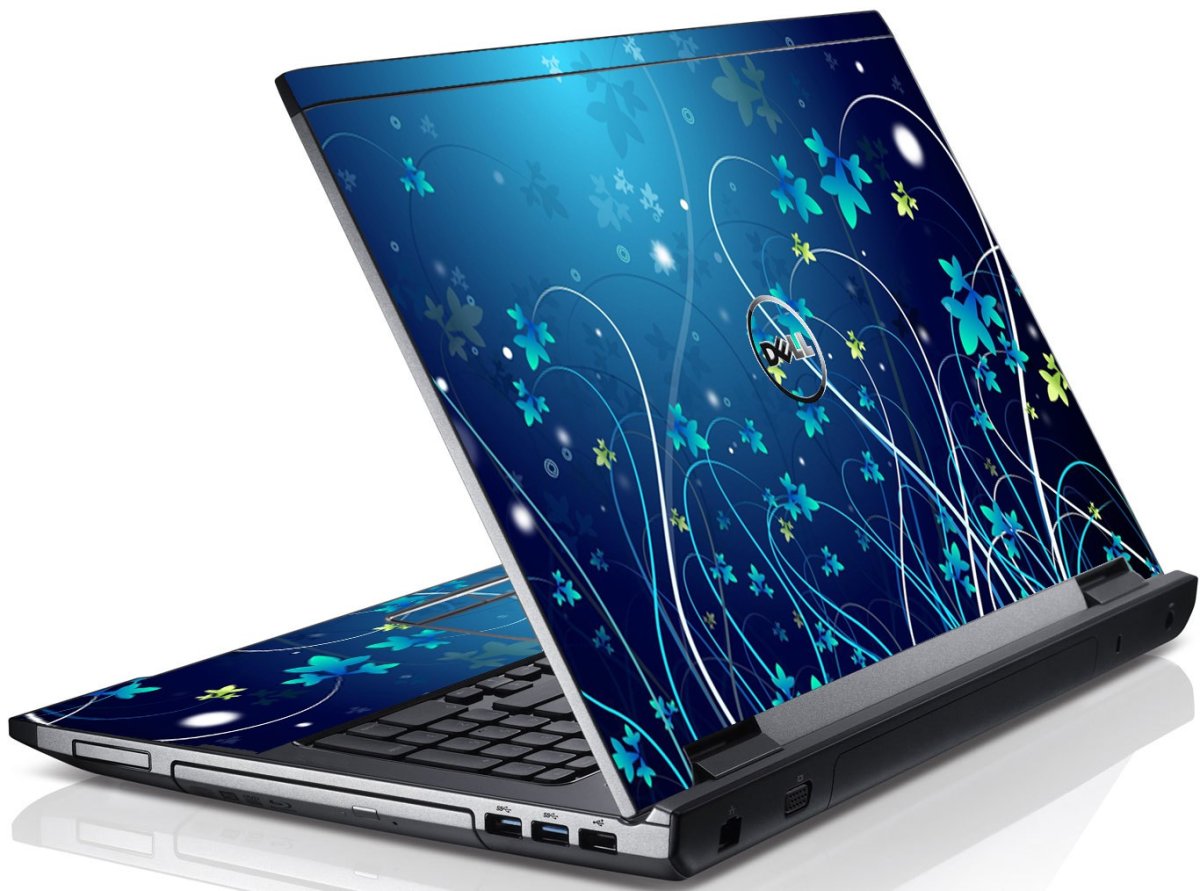 Blue Flowers Dell V3550 Laptop Skin