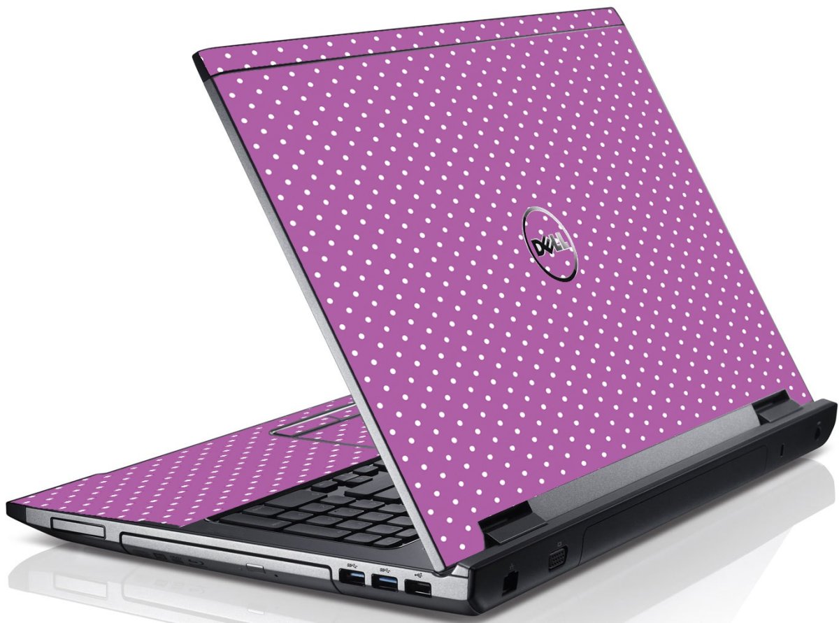 Purple Polka Dot Dell V3550 Laptop Skin