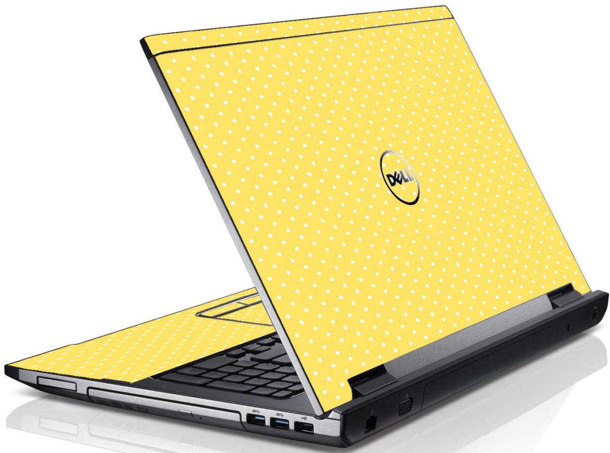 Yellow Polka Dot Dell V3550 Laptop Skin