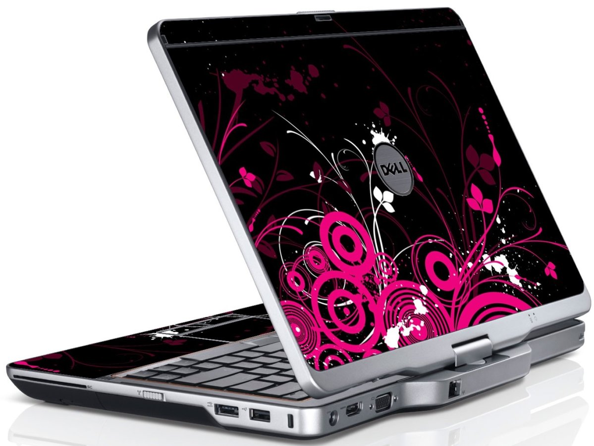 Dell Latitude XT BLACK AND PINK BUTTERFLIES Laptop Skin