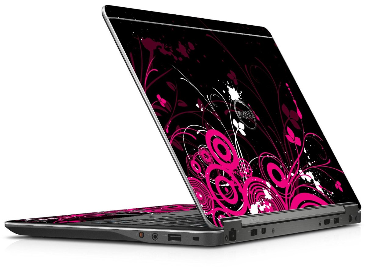 Dell Latitude E7250 BLACK AND PINK BUTTERFLIES Laptop Skin