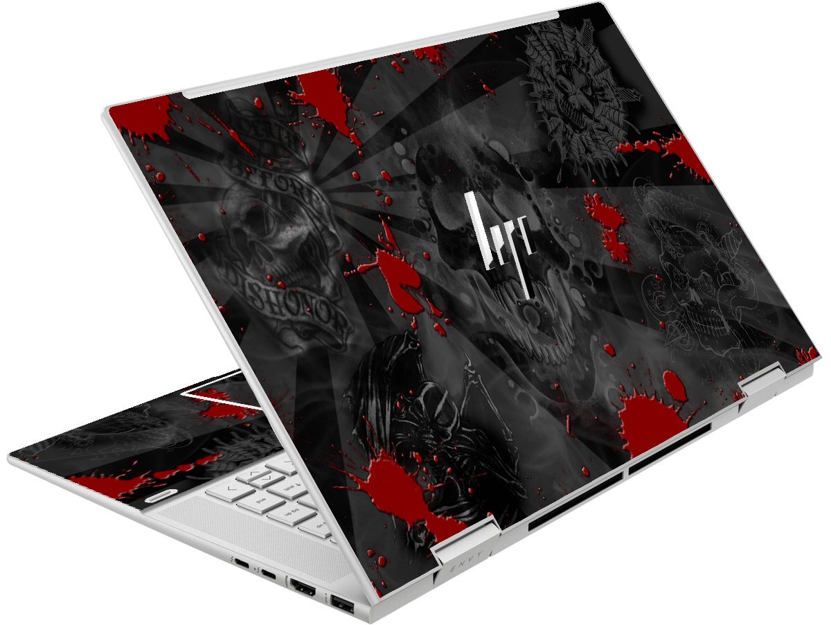 Envy X360 15 EW0013DX BLACK SKULLS RED Laptop Skin