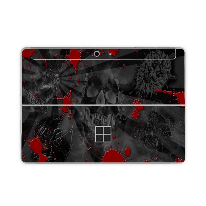 Microsoft Surface Go 1824 BLACK SKULLS RED Laptop Skin
