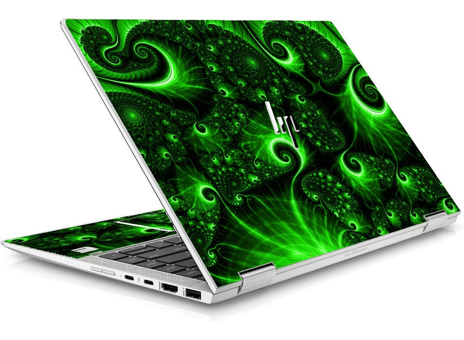 HP EliteBook X360 1040 G5 / G6 GREEN SWIRLS Laptop Skin