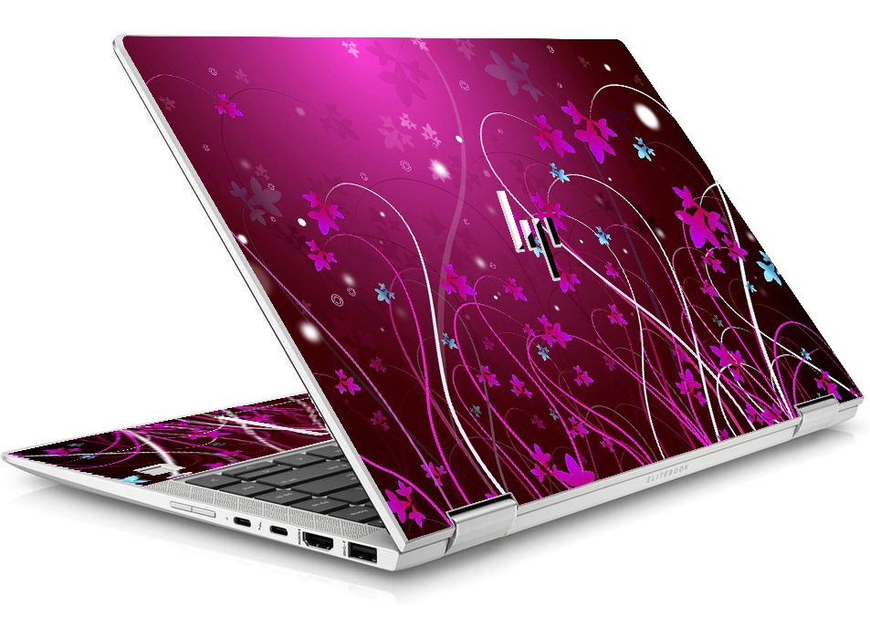 HP EliteBook X360 1040 G5 / G6 PINK BLUE FLOWERS Laptop Skin