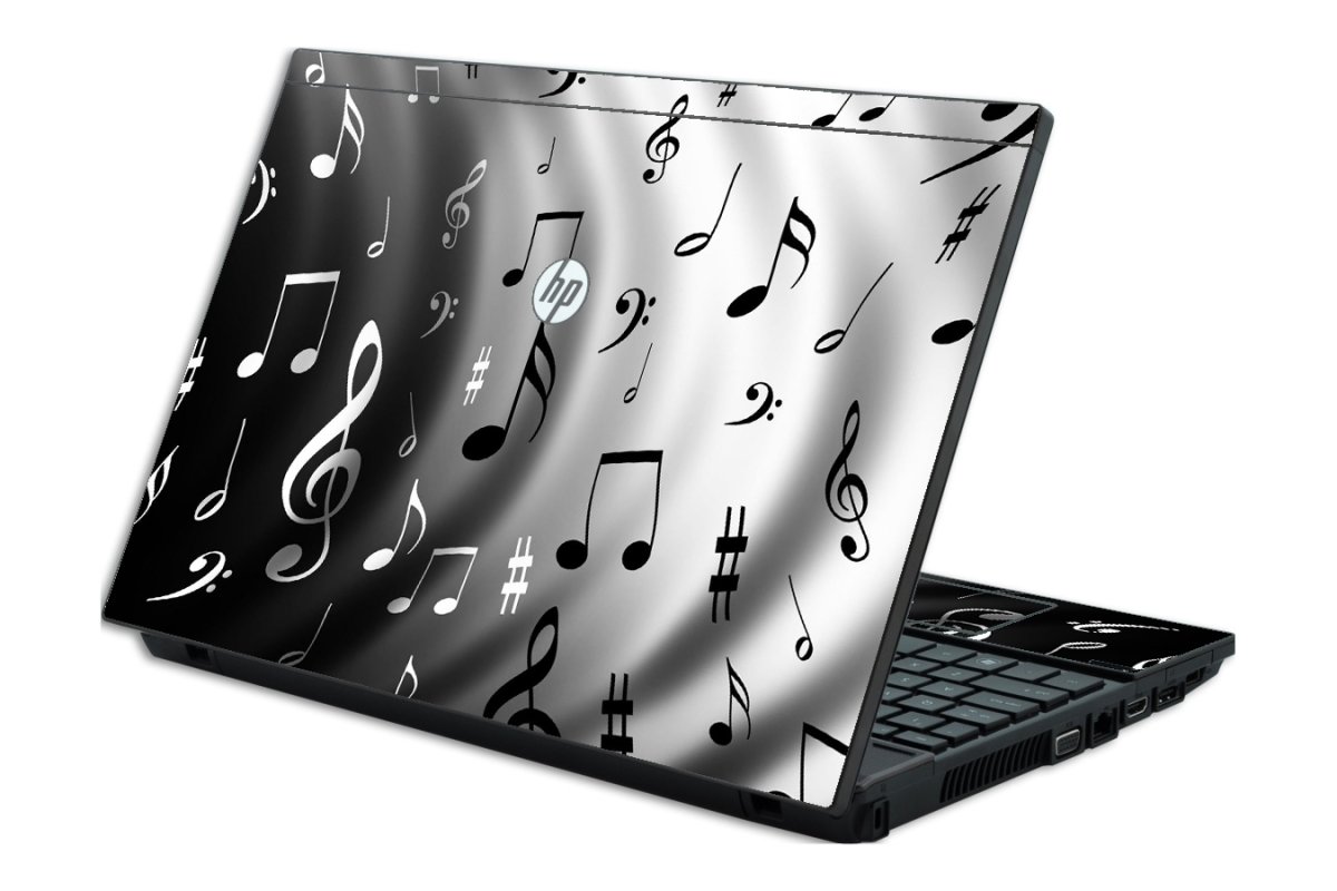 ProBook 4520S BLACK AND WHITE MUSIC NOTES Laptop Skin