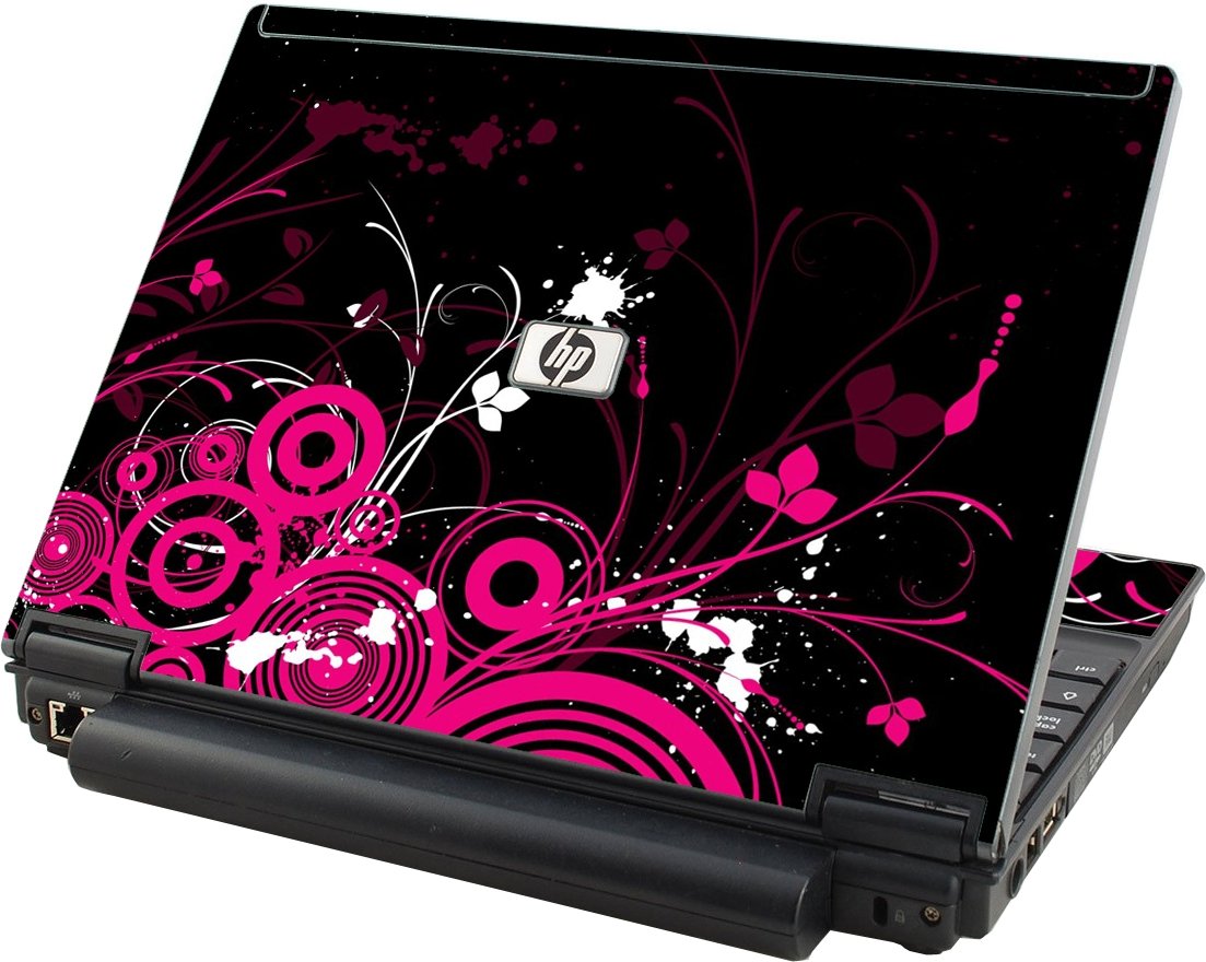 HP EliteBook 2510P BLACK AND PINK BUTTERFLIES Laptop Skin