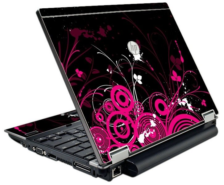 HP EliteBook 2540P BLACK AND PINK BUTTERFLIES Laptop Skin