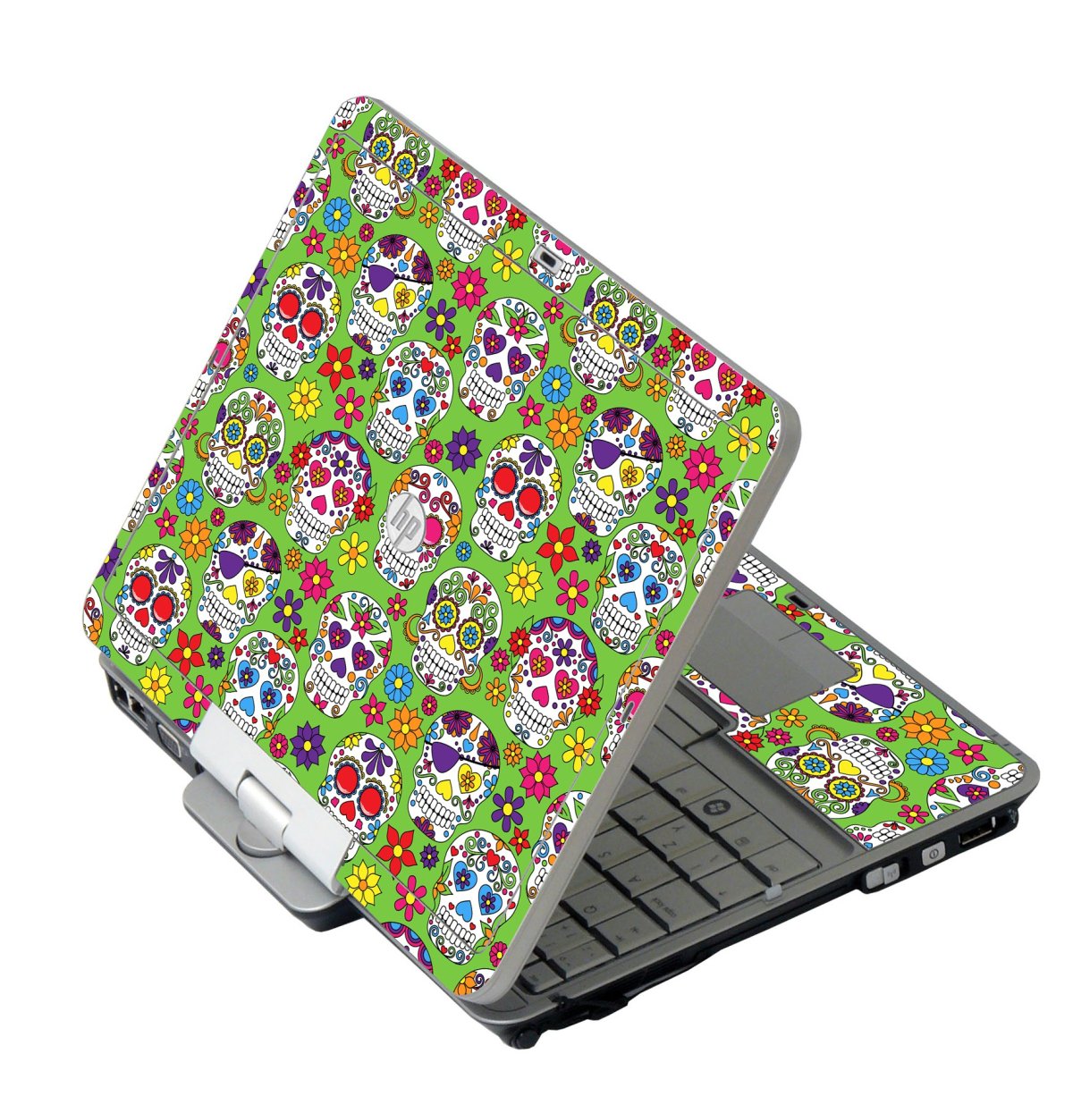 Green Sugar Skulls HP 2760P Laptop Skin