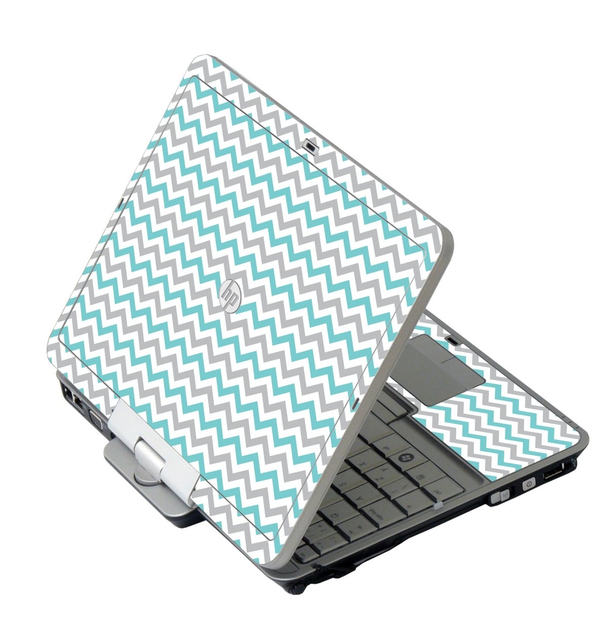 Teal Grey Chevron Waves HP 2760P Laptop Skin