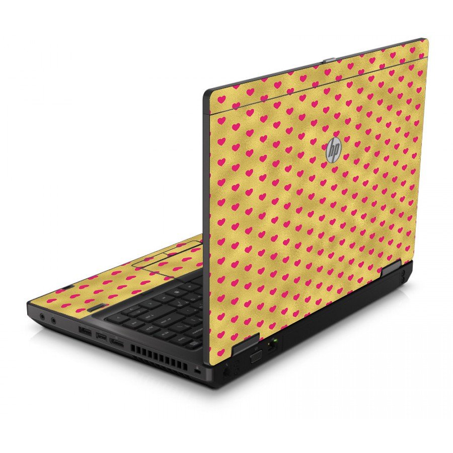 Gold Pink Hearts 6560B Laptop Skin