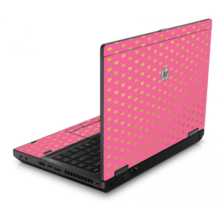Pink With Gold Hearts 6560B Laptop Skin