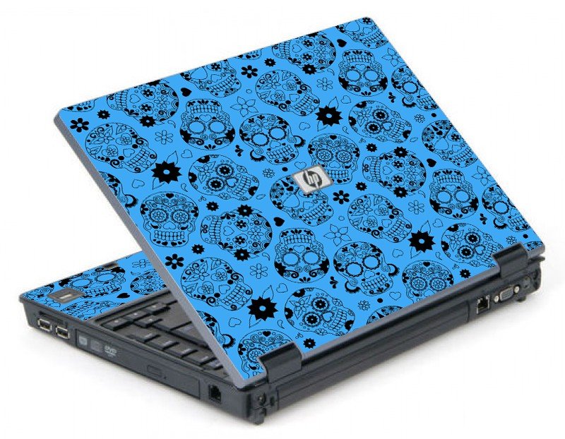 Crazy Blue Sugar Skulls 6710B Laptop Skin