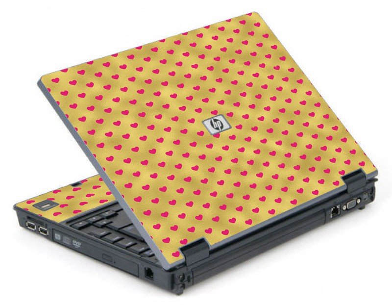 Gold Pink Hearts 6710B Laptop Skin
