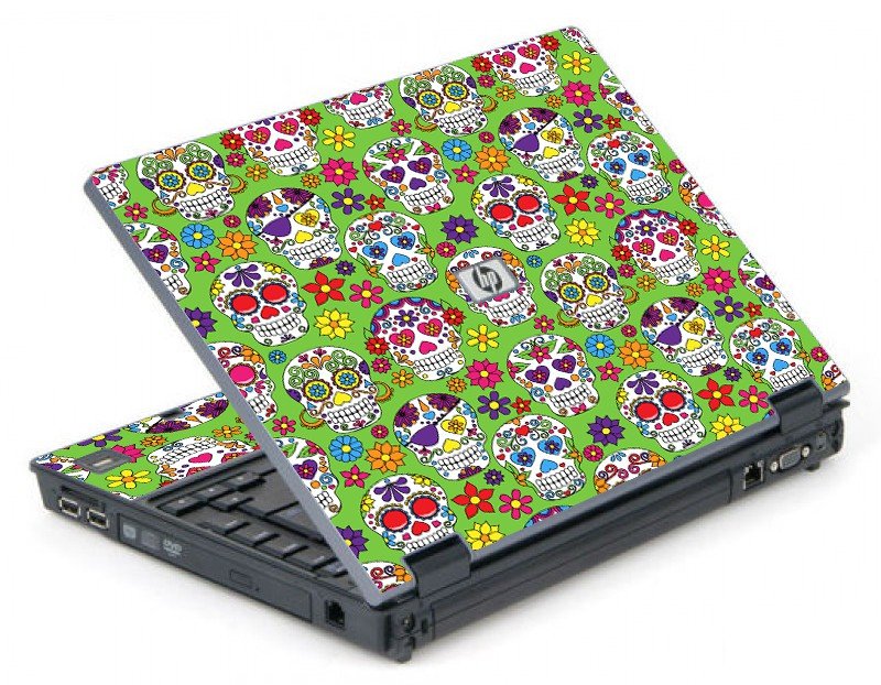 Green Sugar Skulls 6710B Laptop Skin