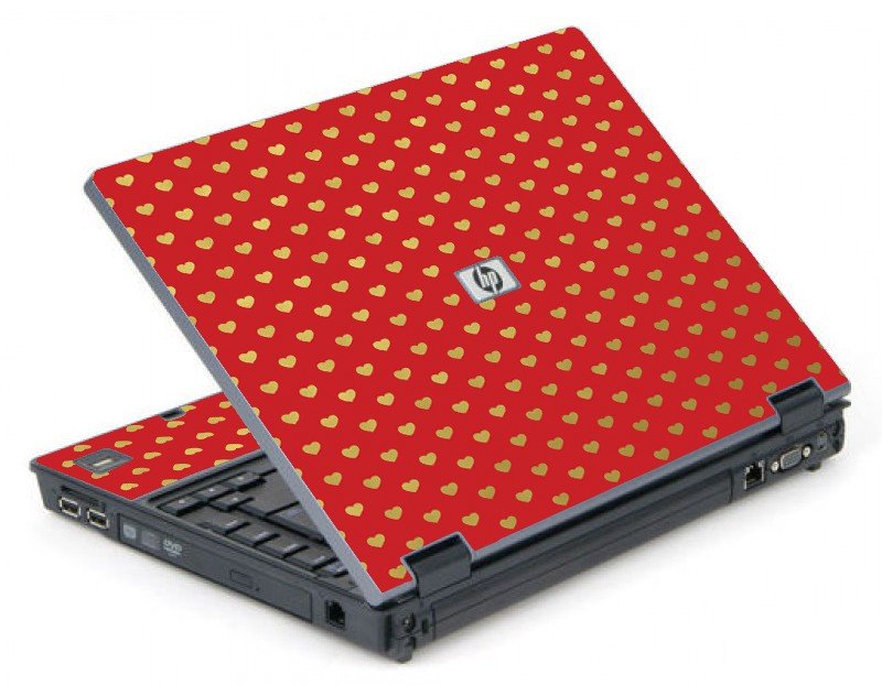 Red Gold Hearts 6710B Laptop Skin