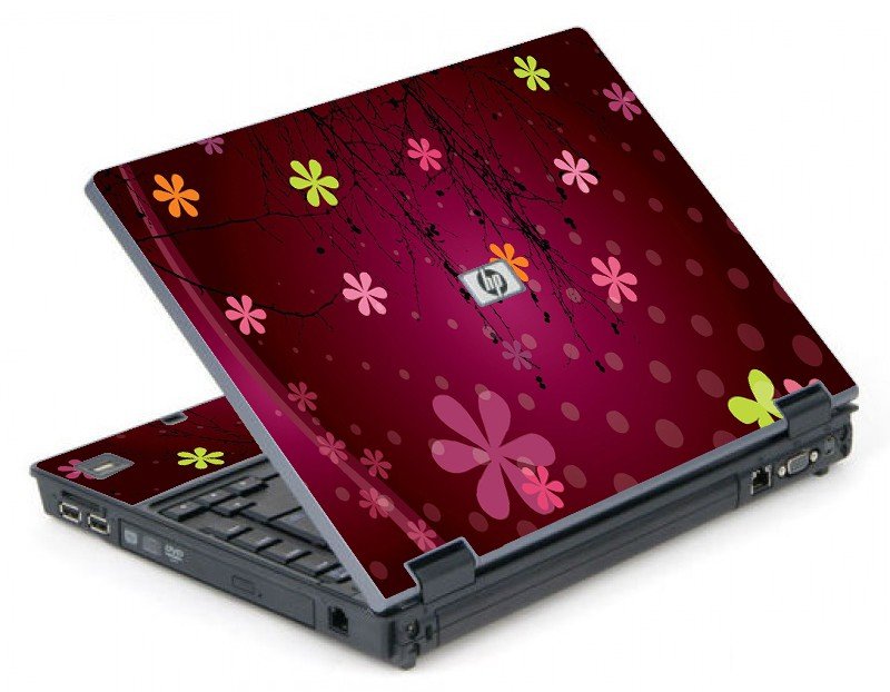 Retro Pink Flowers 6710B Laptop Skin
