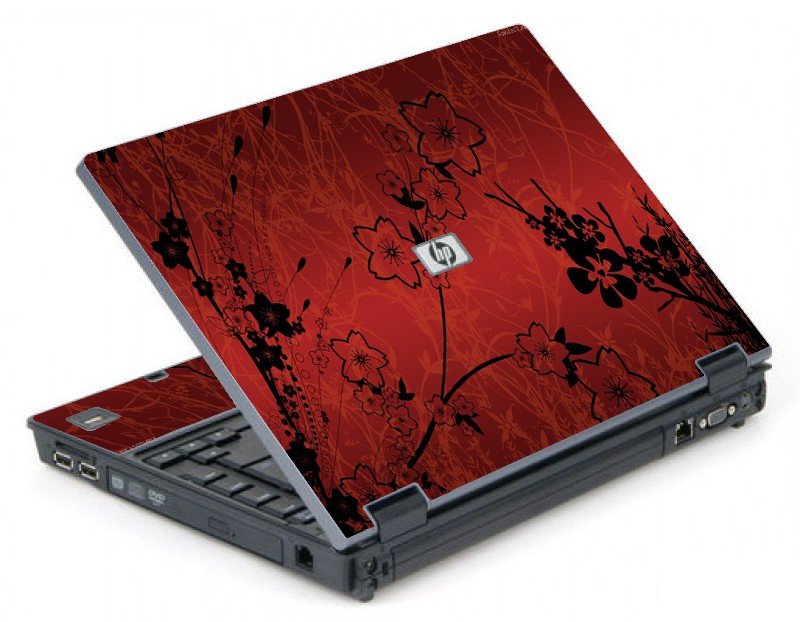 Retro Red Flowers 6710B Laptop Skin