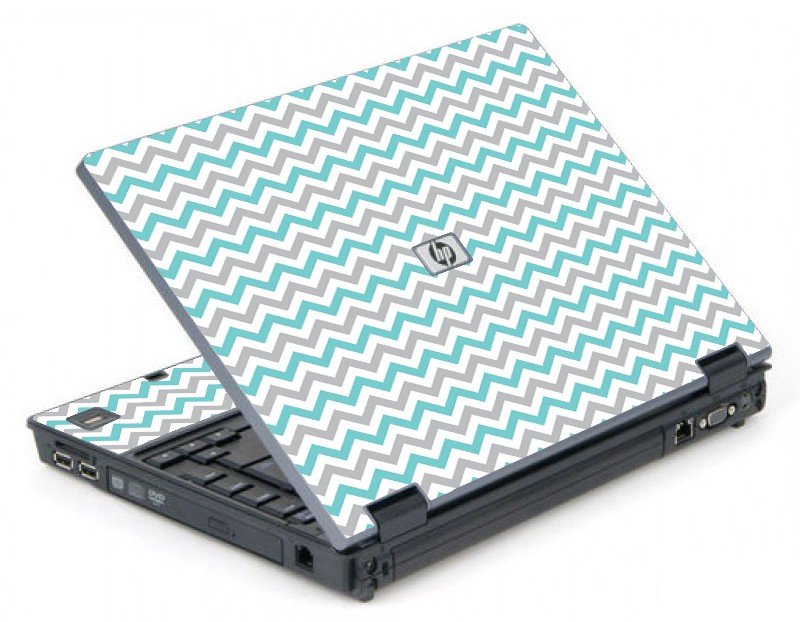 Teal Grey Chevron Waves 6710B Laptop Skin