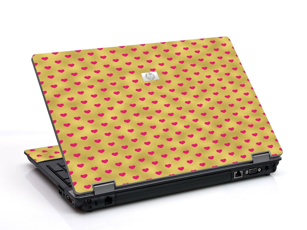 Gold Pink Hearts 6730B Laptop Skin