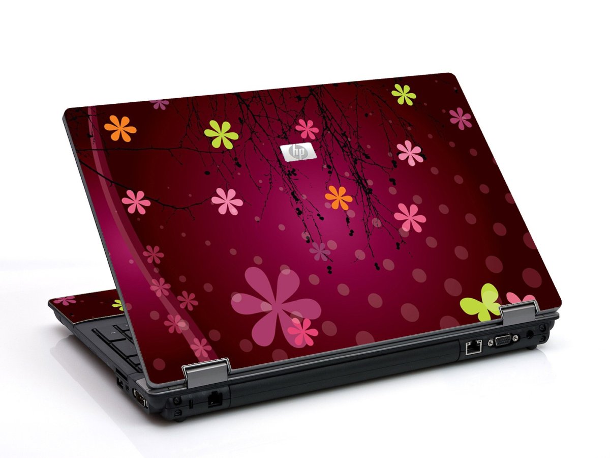 Retro Pink Flowers 6730B Laptop Skin