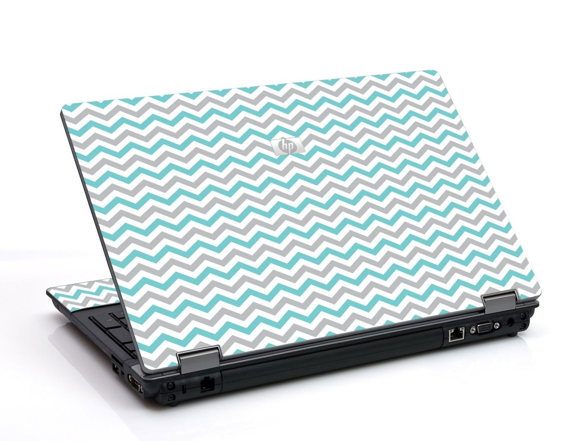 Teal Grey Chevron Waves 6730B Laptop Skin