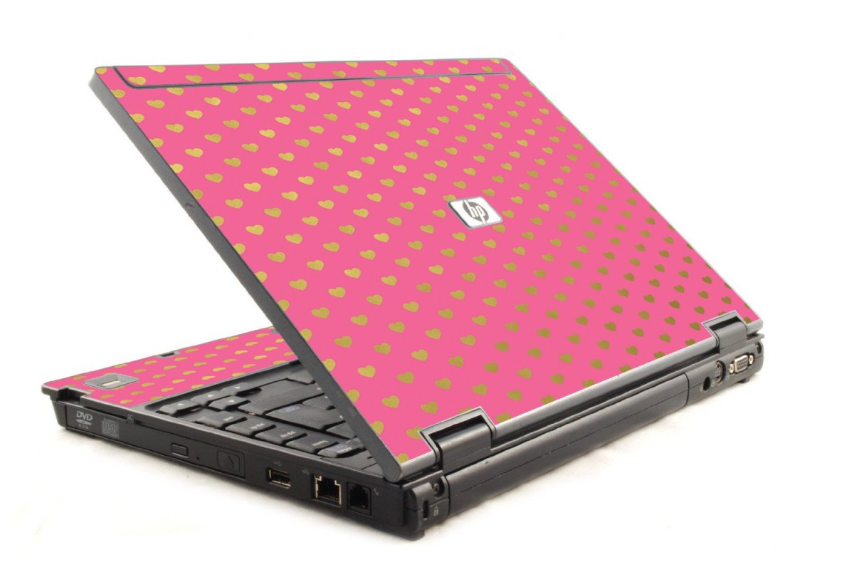 Pink With Gold Hearts 6930P Laptop Skin