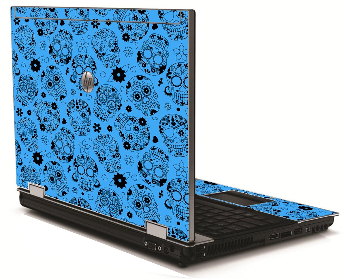 Crazy Blue Sugar Skulls HP 8540W Laptop Skin