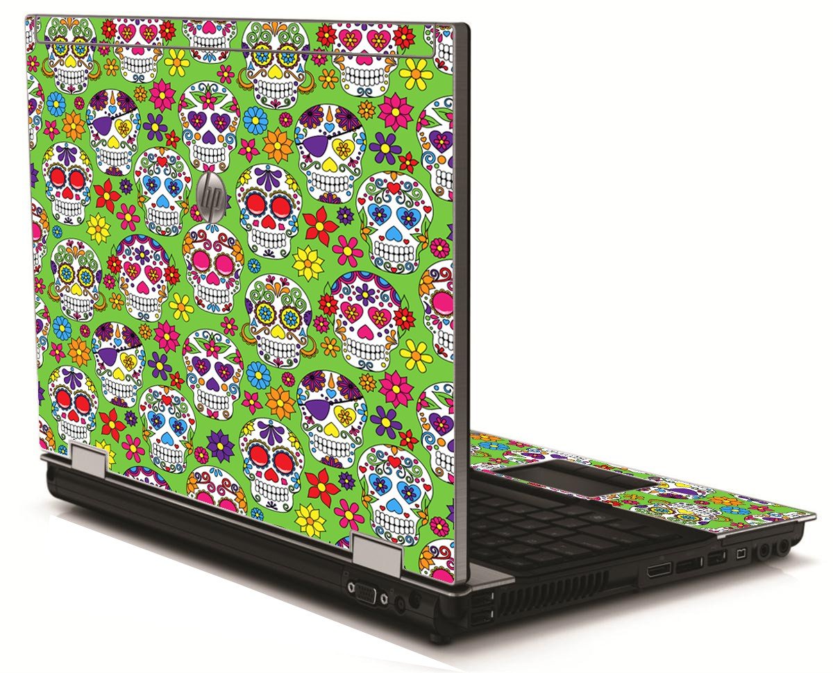 Green Sugar Skulls HP 8540W Laptop Skin