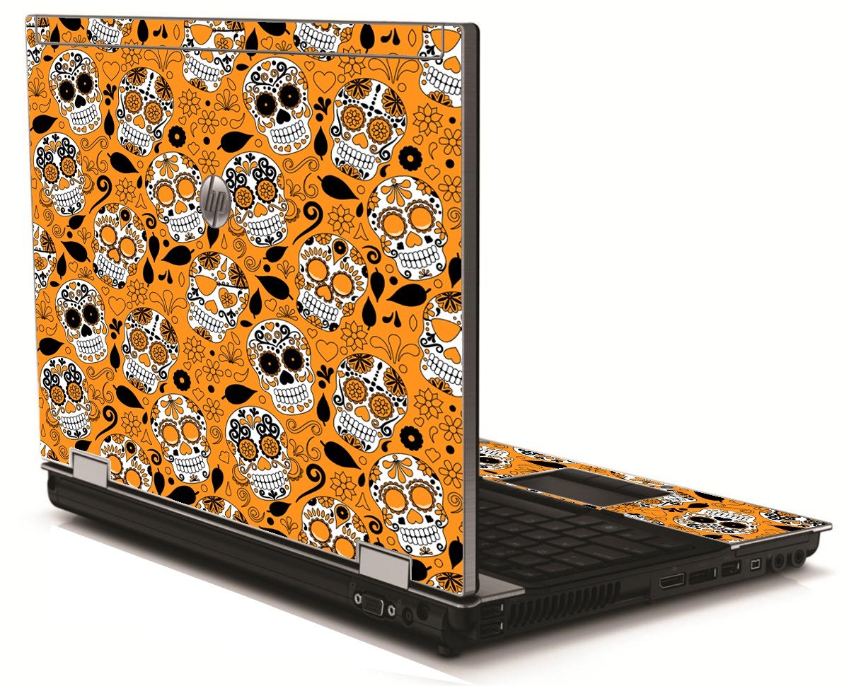 Orange Sugar Skulls HP 8540W Laptop Skin