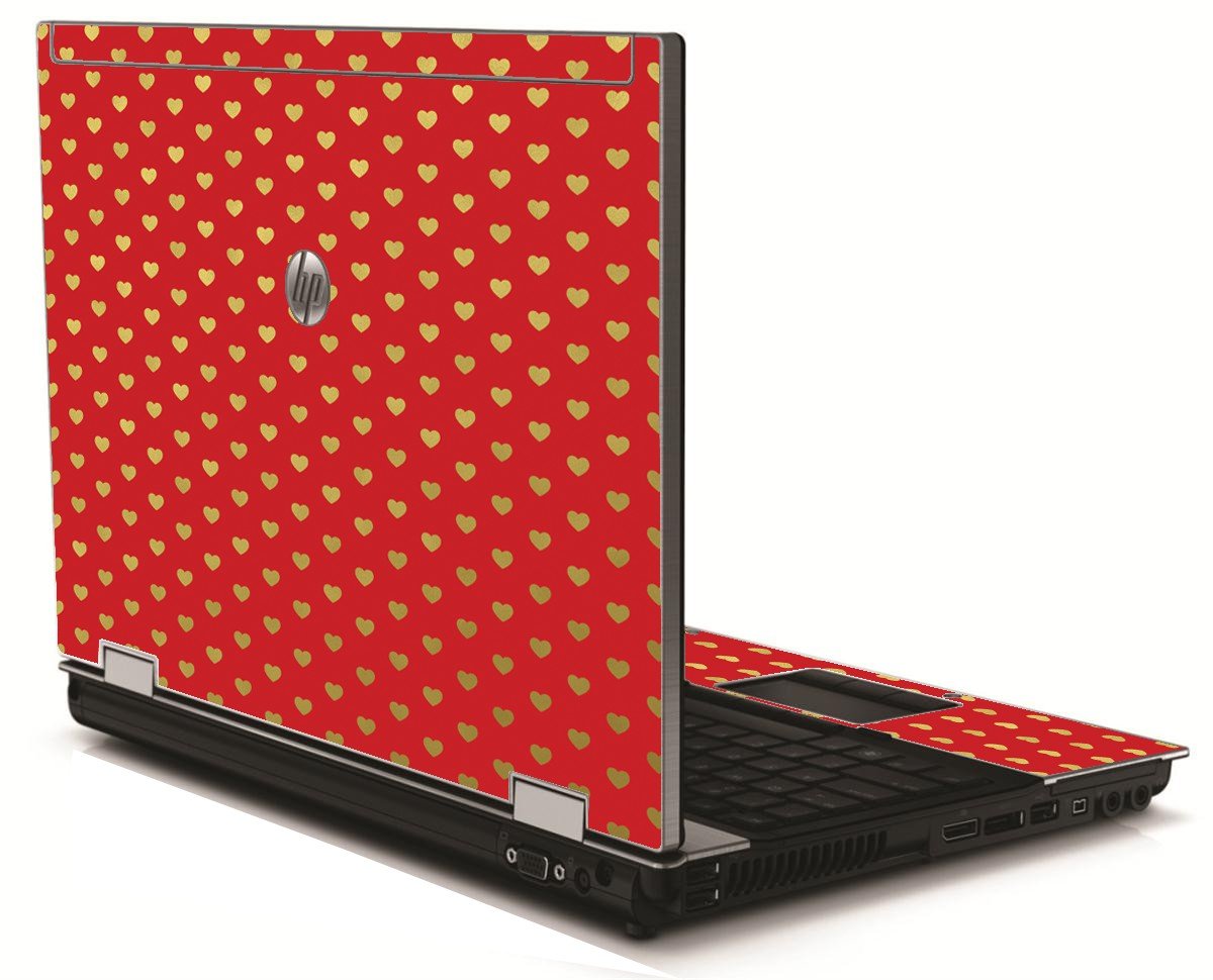 Red Gold Hearts HP 8540W Laptop Skin