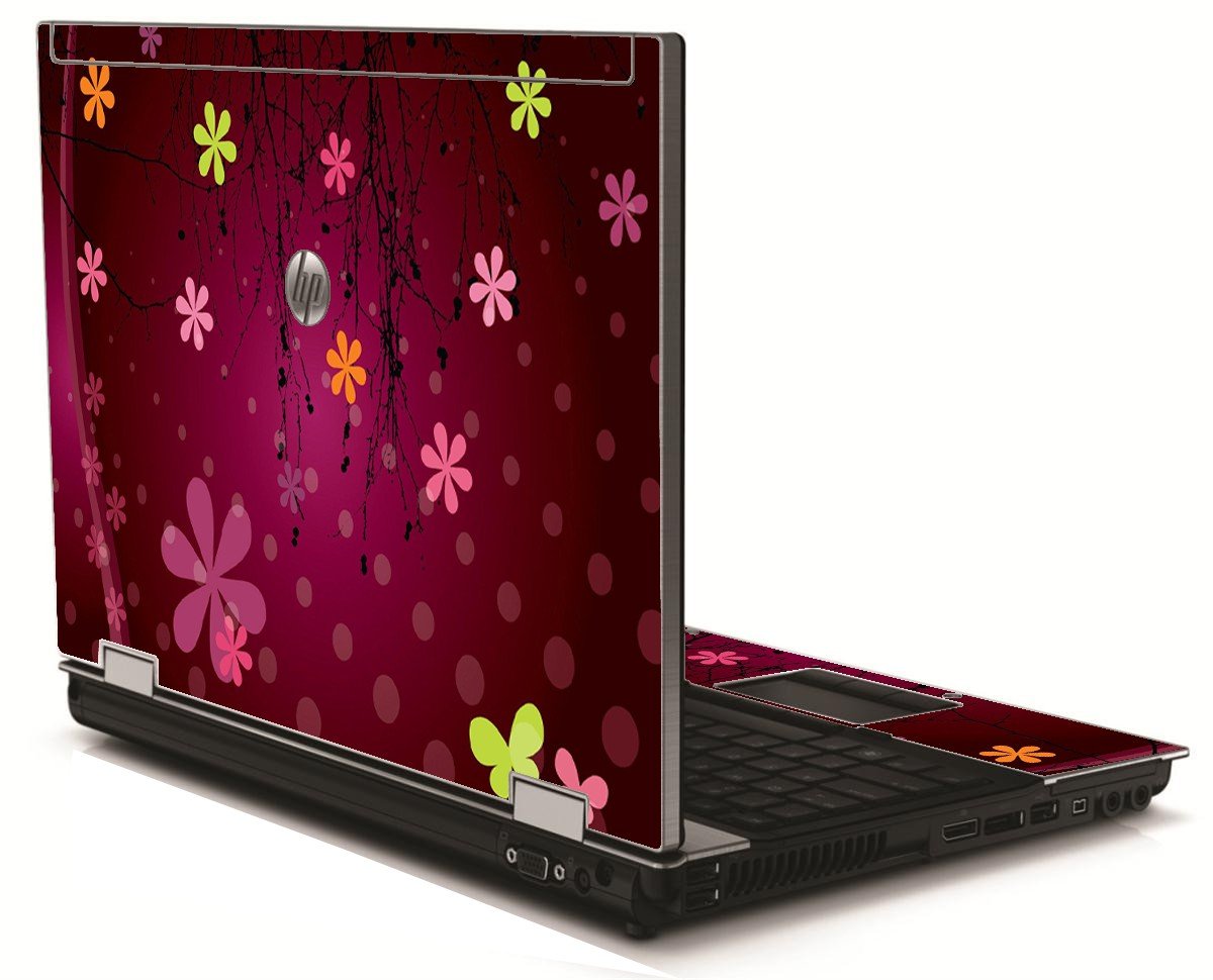 Retro Pink Flowers HP 8540W Laptop Skin