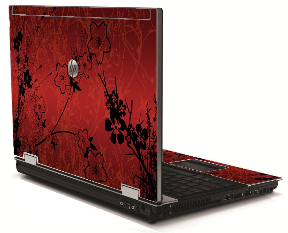 Retro Red Flowers HP 8540W Laptop Skin