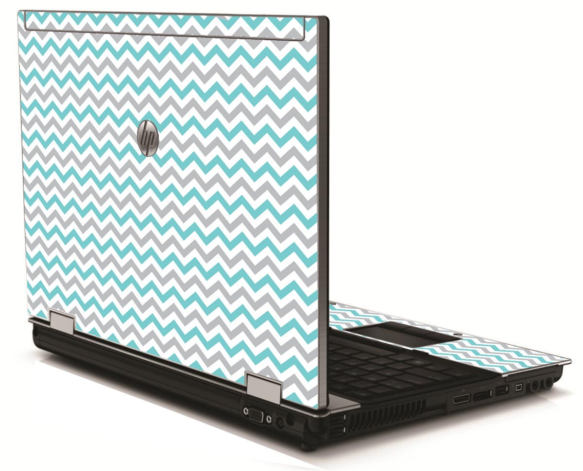 Teal Grey Chevron Waves HP 8540W Laptop Skin