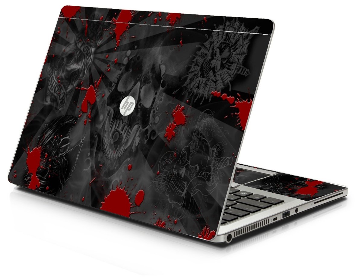 HP EliteBook Folio 9480M BLACK SKULLS RED Laptop Skin