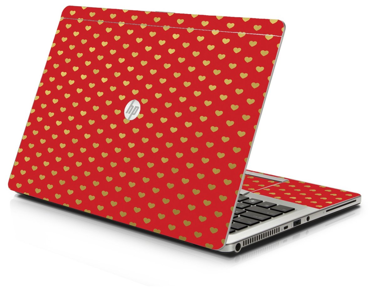 Red Gold Hearts HP 9470M Laptop Skin