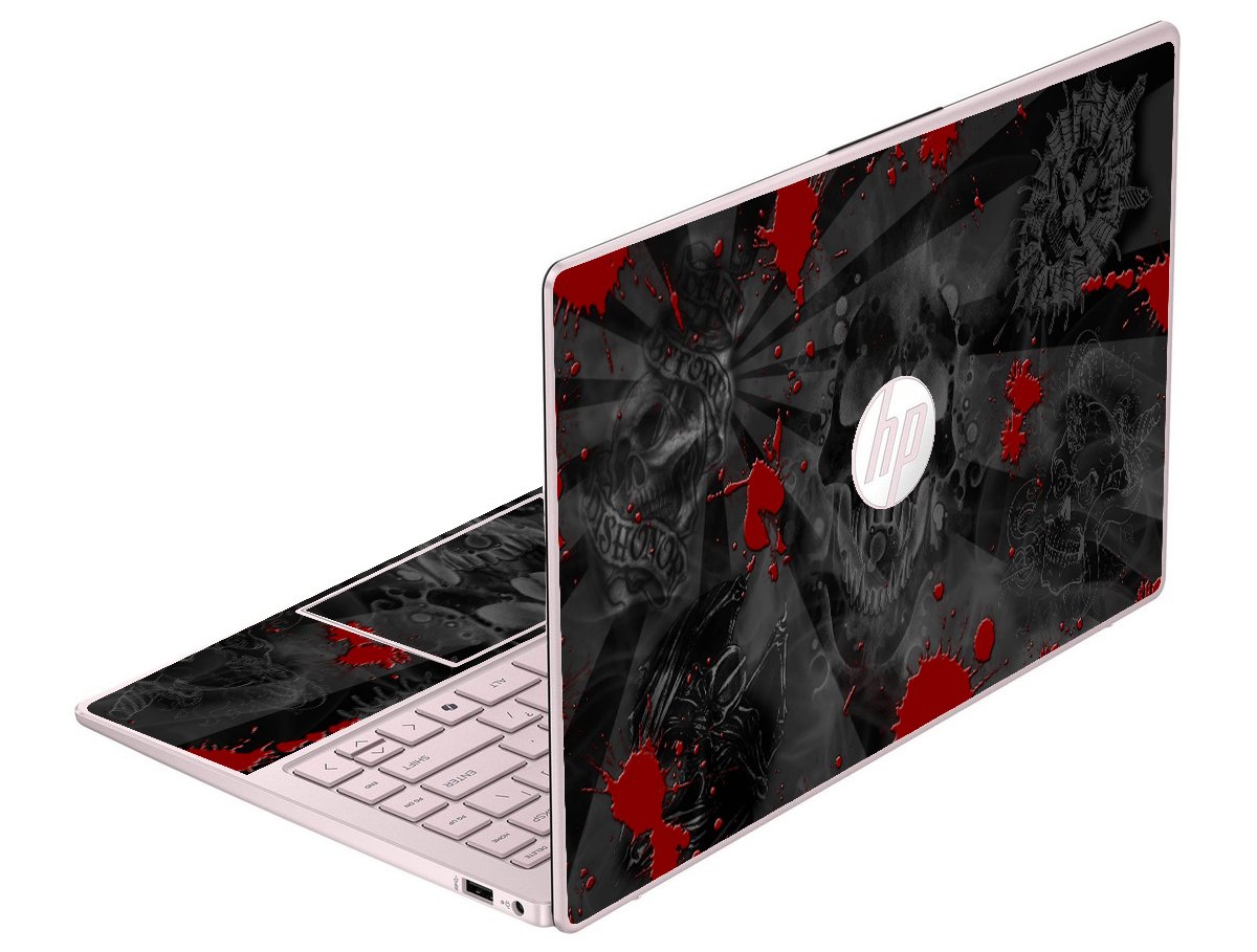 HP NoteBook 14-EP2011WM BLACK SKULLS RED Laptop Skin
