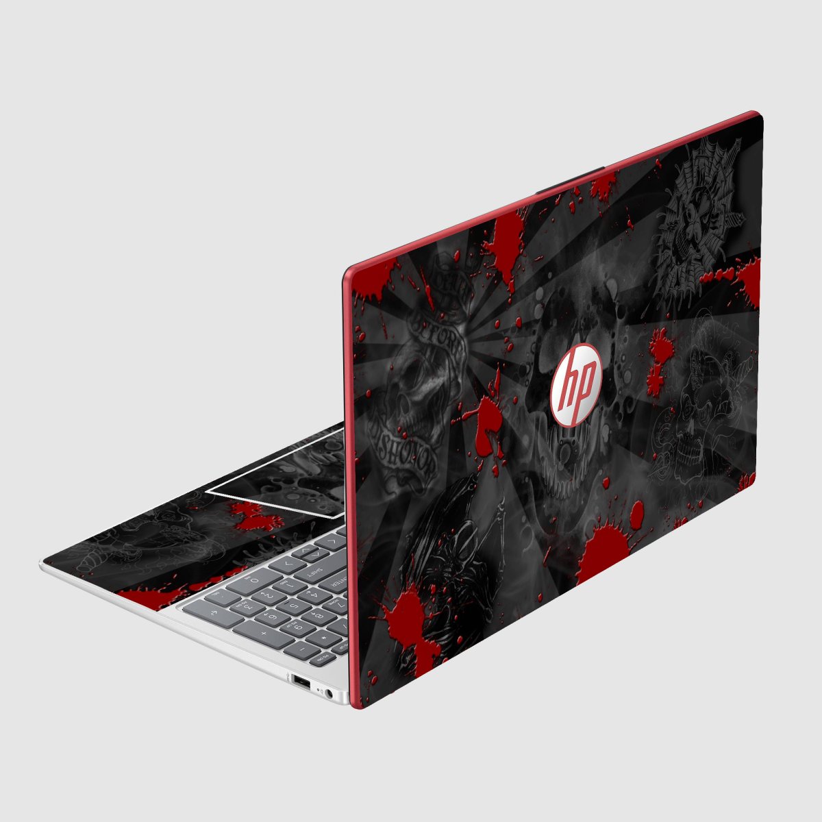 HP NoteBook 15 FD0083WM BLACK SKULLS RED Laptop Skin