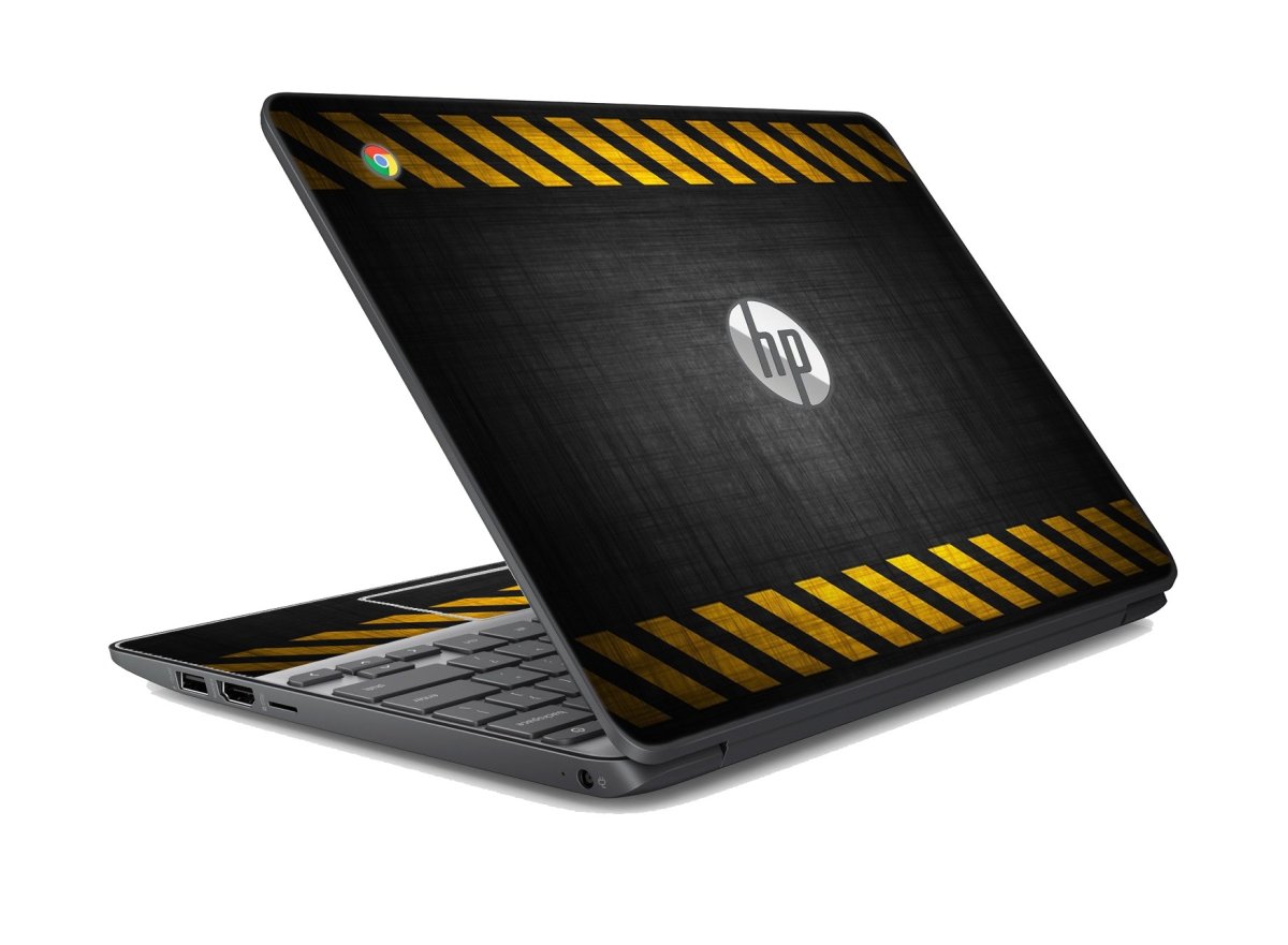 HP Chromebook 14 G3 BLACK CAUTION BORDER Laptop Skin