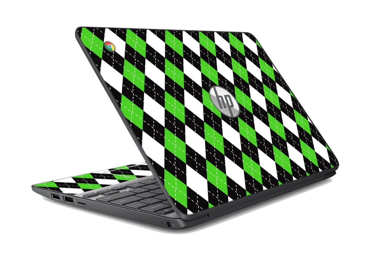 HP Chromebook 11 G3 GREEN BLACK ARGYLE Laptop Skin