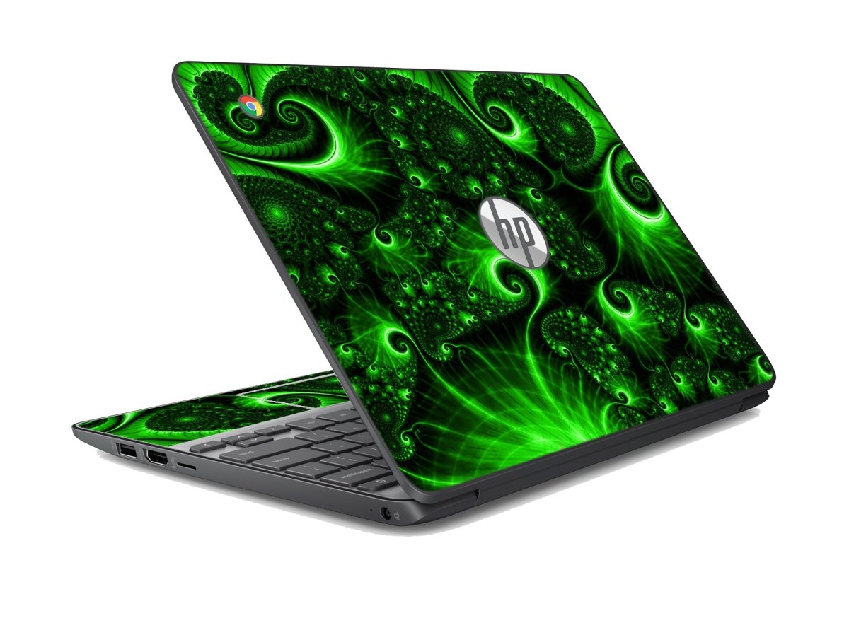 HP Chromebook 14 G1 GREEN SWIRLS Laptop Skin