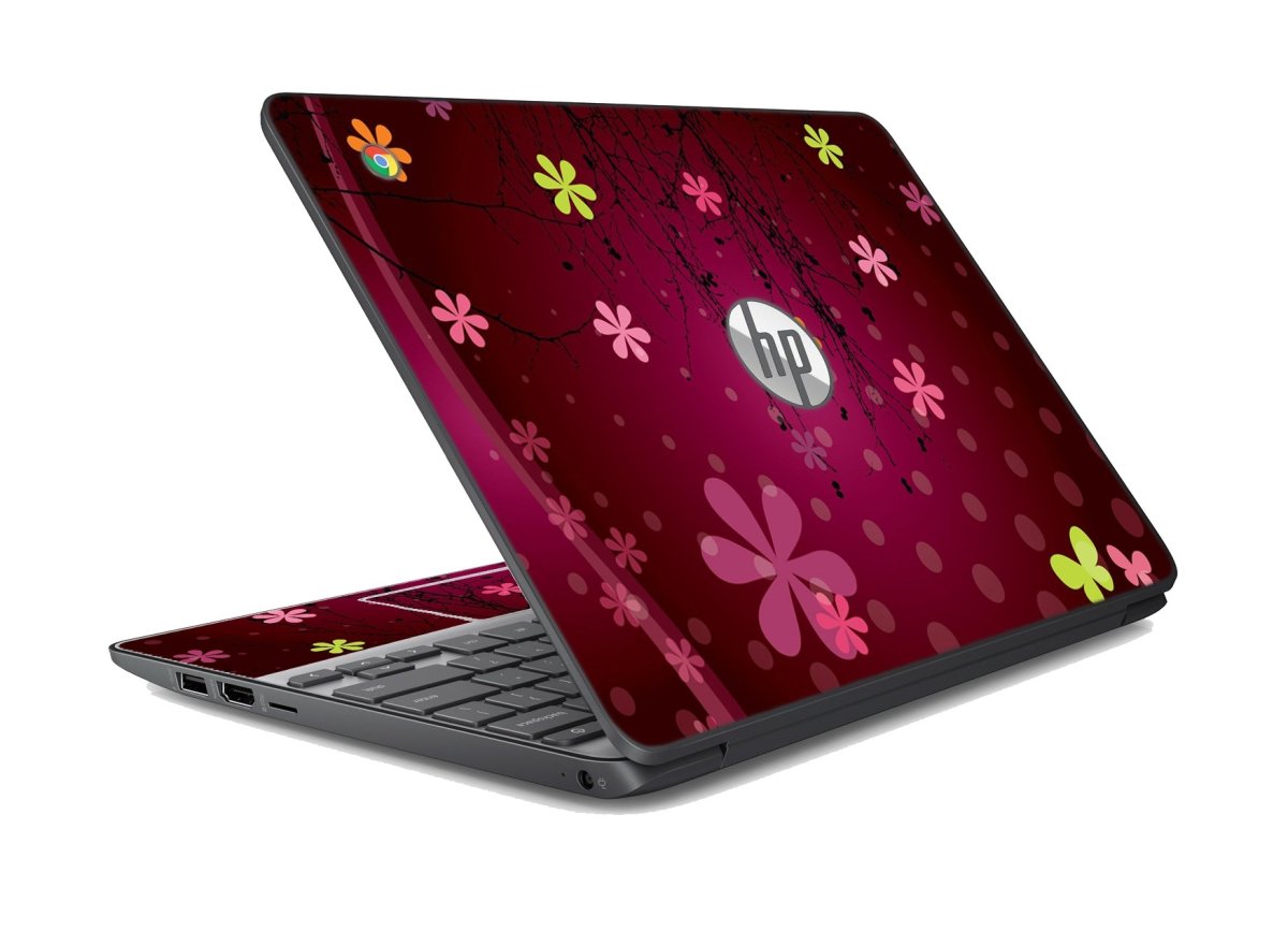 HP Chromebook 11 G4 RETRO PINK FLOWERS Laptop Skin