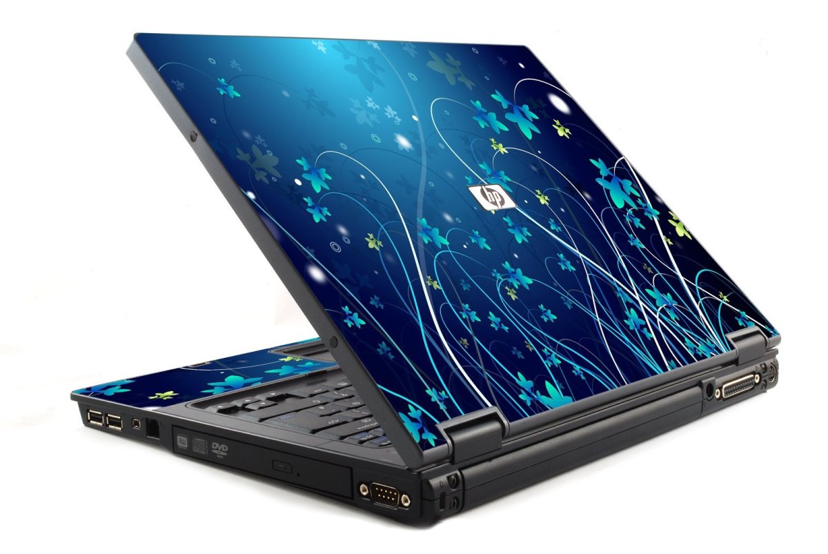HP Compaq NC6400 BLUE FLOWERS Laptop Skin