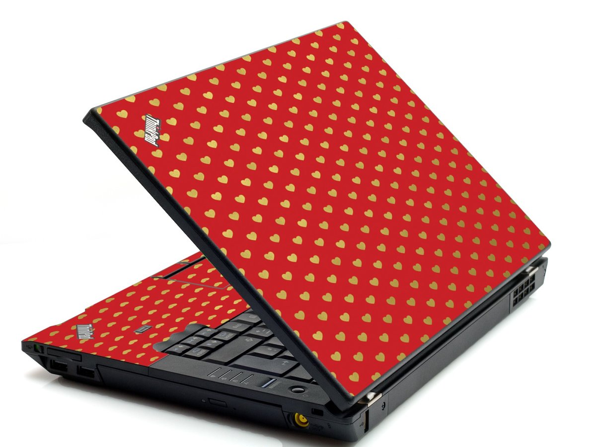 Red Gold Hearts IBM L412 Laptop Skin
