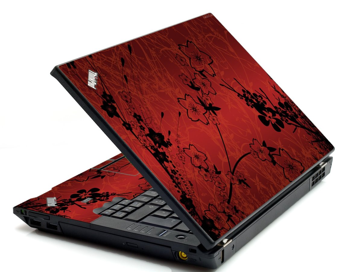 Retro Red Flowers IBM L412 Laptop Skin