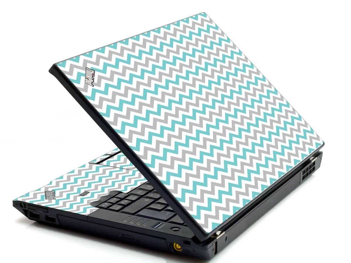 Teal Grey Chevron Waves IBM L412 Laptop Skin
