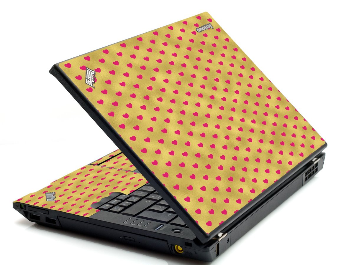 Gold Pink Hearts IBM Sl400 Laptop Skin 