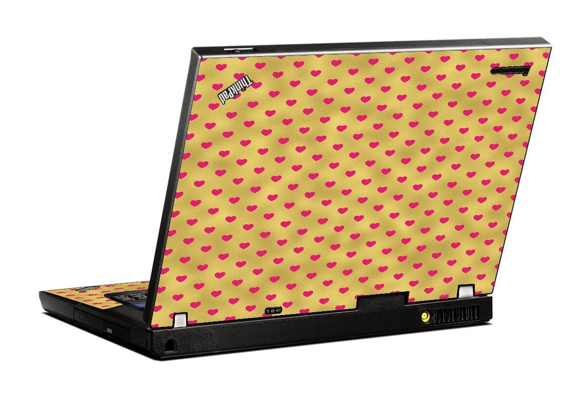 Gold Pink Hearts IBM T400 Laptop Skin